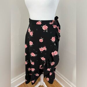 Pink Rose Wrap around floral skirt womens size 4